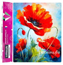 Diamond Painting Broderie Diamant LUMINLIFE 40x50cm, 100% strass, diamants ronds - Coquelicots