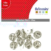 SET 10 ATTACHES PIN'S - 1 CM - MÉTALLIQUE