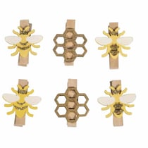 Pinces à linge en bois 3,5 x 2,5 cm - Abeilles