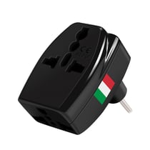 Akashi Adaptateur de Voyage Prise Type L Italie 3 sorties Universelles Noir