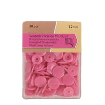 Lot de 30 boutons pression 100% plastique Fuchsia 12mm