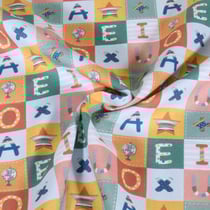 Tissu Popeline de Coton imprimé Lettres sur fond Vert