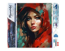 Diamond Painting Broderie Diamant Figured’Art 40x50cm toile entière roulée avec diamants carrés - Femme au foulard rouge