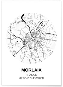 Affiche Carte Morlaix | A3 : 29,7x42cm