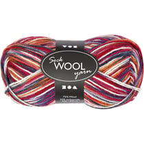 Pelote de laine pour chaussette - 50 g - Bleu/rouge