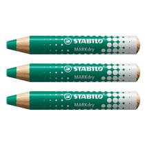 Lot de 3 crayons marqueurs effaçables - STABILO MARKdry - Vert