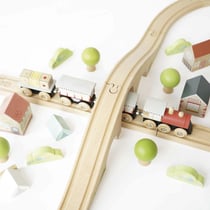 Circuit de Train en Bois en Forme de Huit - Ensemble Écologique pour Enfants