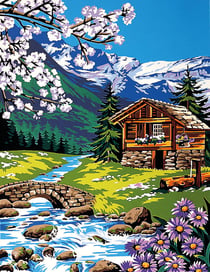 Canevas Pénélope Antique Près du torrent 50x65cm