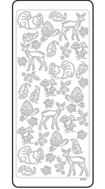Planche de stickers peel off doré animaux et végétation de la fôret