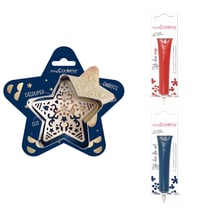 Kit pour biscuit en relief Étoile + 2 Stylos au chocolat rouge et bleu nuit