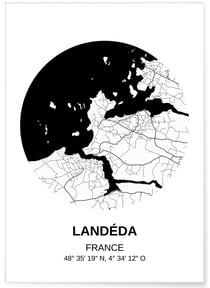 Affiche Carte Landéda | A3 : 29,7x42cm
