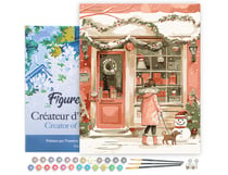 Peinture par Numéro Figured'Art avec Cadre - Jeune femme et son Chien à Noël - Kit de Loisir Créatif DIY Numéro d'Art Complet - 40x50cm toile tendue sur châssis