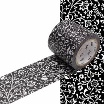 Masking tape - Les Olivades - Voluptes florales noir et blanc - 7 m x 40mm