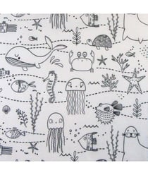 Tissu coton animaux marins à colorier de 150 cm de largeur Blanc vendu par 50 cm