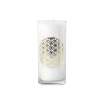 Bougie en Cire végétale Blanche Fleur de vie - Omsaé