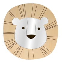 Miroir tête de lion en bois