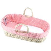 Grand couffin avec garnissage corail etoiles poupee 50 cm - petitcollin - 800080