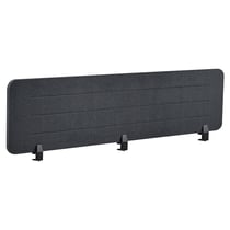 Séparateur de Bureau Gris Foncé en PET Acoustique Recouvert de Tissu 180 x 40 cm avec Pinces de Fixation
