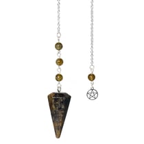 Pendule Hexagonal en Labradorite et charm Pentacle - Omsaé