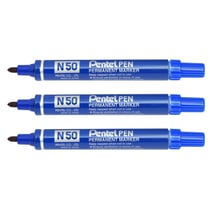 Lot de 3 marqueurs permanents - PENTEL - Pointe ogive 1,5 mm - Corps aluminium - Bleu