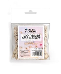 LOT DE 400 PERLES BOIS ALPHABET 10x10x10mm TROU 3mm