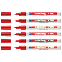 Lot de 6 marqueurs peinture permanents - EDDING - Pointe fine 0,8 mm - Rouge