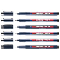Lot de 6 feutres fins de précision - EDDING - Noir - Pointe fine 0,3 mm