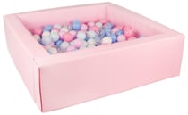 Piscine à balles carrée avec 300 balles - rose clair/blanc, transparent, bleu, rose, rose p, bleu p