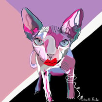 Chat Sphinx – Pop-Art - Oeuvre d’art 50x50 cm - création en édition limitée - Artiste Mademoiselle Bouche