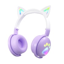 Casque Audio Bluetooth Oreilles De Chat RGB Avec Micro Détachable Pour Enfants Violet 2 YONIS