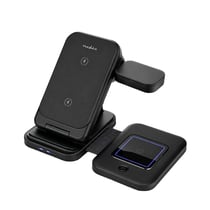 Nedis Station de Charge Sans Fil 3-en-1 pour Smartphone et Montre Design Pliable Noir