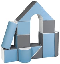 Set de 11 blocs en mousse pour le jeu blanc, bleu clair, gris - Velinda