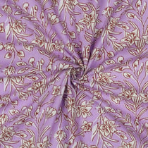 Tissu Coton indien Block print Fleuris Jules sur fond Parme