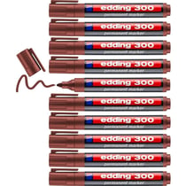 Lot de 10 Marqueurs permanents EDDING 300 - Pointe ronde 1,5-3 mm - Marron
