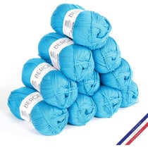 10 pelotes de laine - Lagon - 100% coton bio - 3mm - Tricot et crochet - Bergère de France