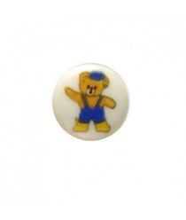 Carte de 3 boutons Ourson bleu 14mm - Distrifil Multicolore