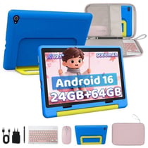 Tablette tactile 10.1" Android 16 pour enfants - 24 Go RAM - 64 Go ext. 1 To - 6000 mAh - Contrôle Parental - avec Stylet