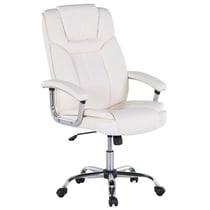 Chaise de Bureau Fauteuil à Roulettes Cuir PU Beige Dossier Inclinable et Assise Réglable Design Classique Très Élégant Beliani
