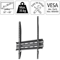 Support mural fixe HAMA métal noir charge 35 kg TV 32-65 pouces 81-165 cm