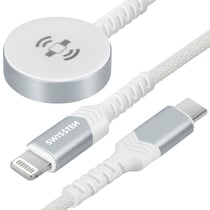 Swissten Câble USB-C 2 en 1 pour Smartwatch 2.5W / iPhone Lightning 27W Quick Charge 1.2m Blanc