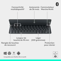 Clavier portable LOGITECH Keys-To-Go 2 - Sans fil Bluetooth - Graphite - 220 g
