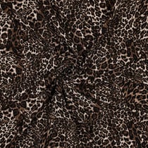 Tissu Viscose imprimé digital Laura motif lépopard sur fond Brun