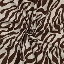 Tissu Toile Polycoton canvas aspect lin Lila motif zebré Marron sur fond Naturel