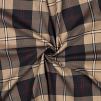 Tissu Tartan Ecossais Classic Bleu marine sur fond Beige