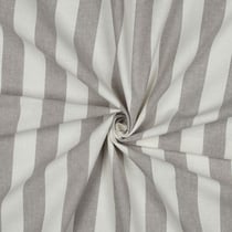 Tissu Coton Fil teint Suzy rayures Beige sur fond Blanc
