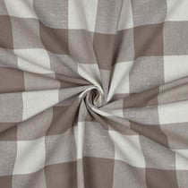 Tissu Coton Fil teint Suzy carreaux Beige sur fond Blanc