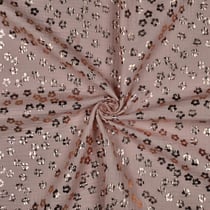 Tissu Double gaze de Coton Poppy Fleur foil sur fond Vieux rose