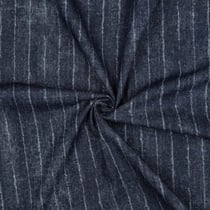 Tissu Jean Denim rayé sur fond Bleu marine