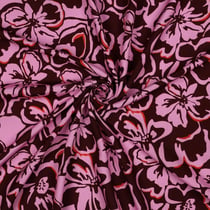 Tissu Viscose EcoVero Fleurs sur fond Bordeaux
