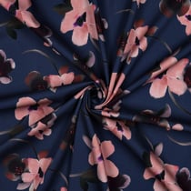Tissu Viscose stretch imprimé Rosella Bleu